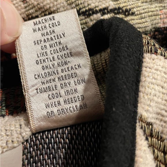 Vintage Studio Works Patchwork Tapestry Jacket Full Zip Fall Brown Leaf Sz Large - Picture 7 of 11